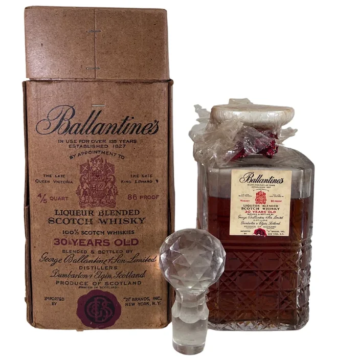 1960’s Ballantine’s 30 Year Old Crystal Decanter 4/5 Quart