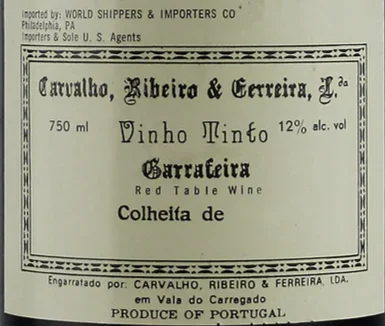1985 Carvalho Ribeiro & Ferreira C.R. & F. Garrafeira Vinho Tinto 750ml