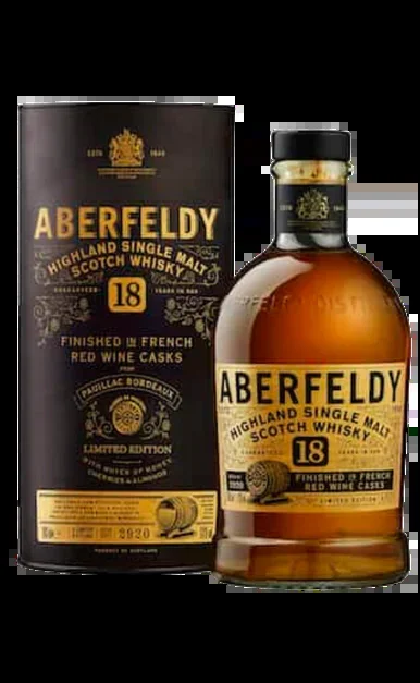 ABERFELDY SCOTCH SINGLE MALT FINISHED IN FRENCH RED WINE CASKS 18YR 750ML