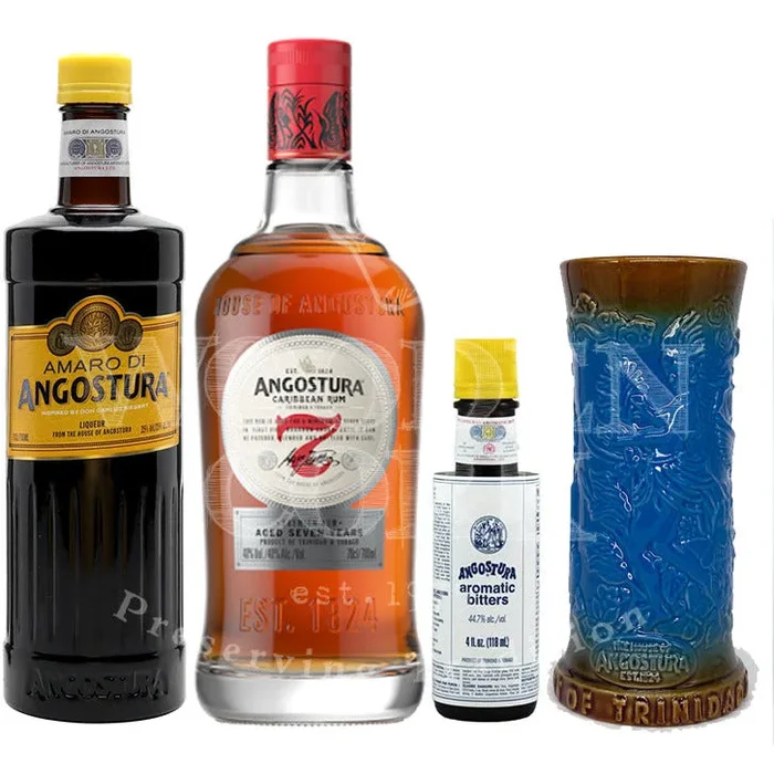Angostura 7 Year Rum, Amaro & Aromatic Bitters Bundle with Tiki Mug