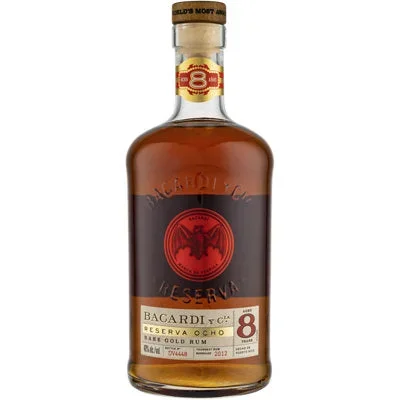 Bacardi Aged Rum Rare Gold Reserva Ocho 8 Yr 80 W/ Gift Tube 750ML