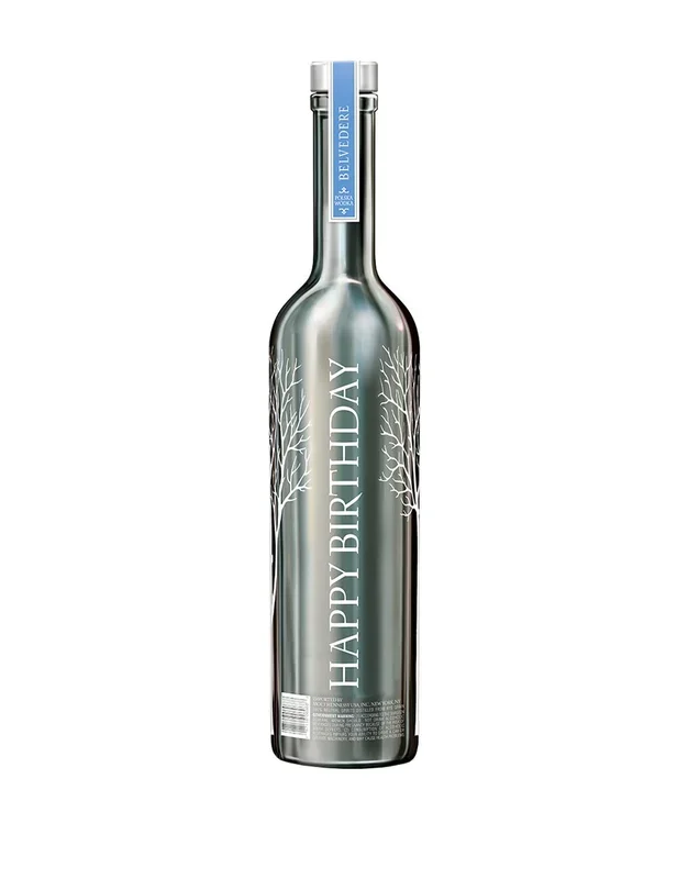 Belvedere Silver Saber “Happy Birthday” Engraved Bottle Vodka | 1.5L