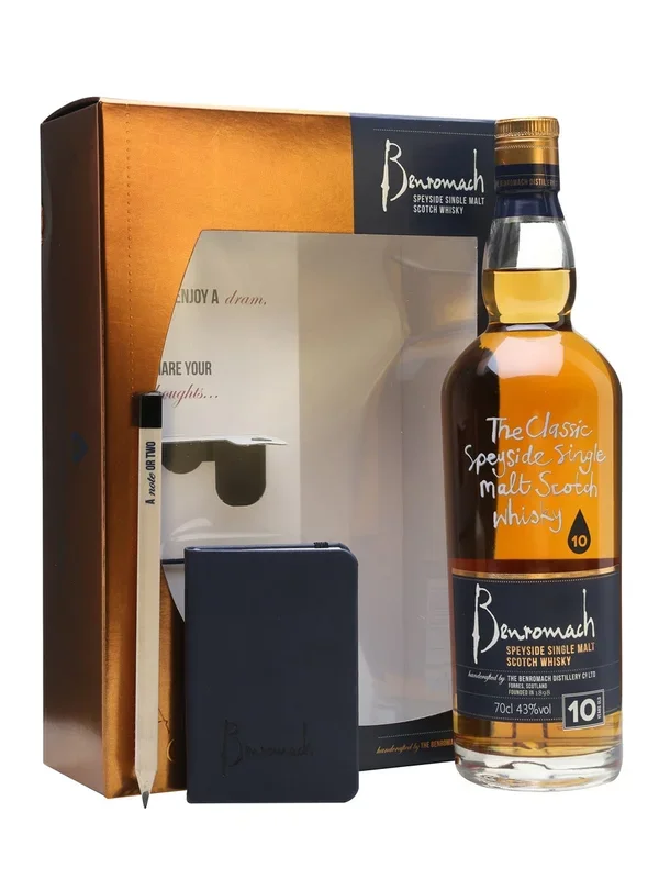 Benromach 10 Year Old Note Book Gift Set Speyside Single Malt Scotch Whisky | 700ML