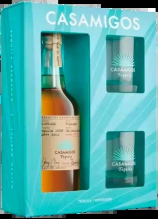CASAMIGOS TEQUILA REPOSADO GFT PK W/ 2 ROCK GLASSES 750ML
