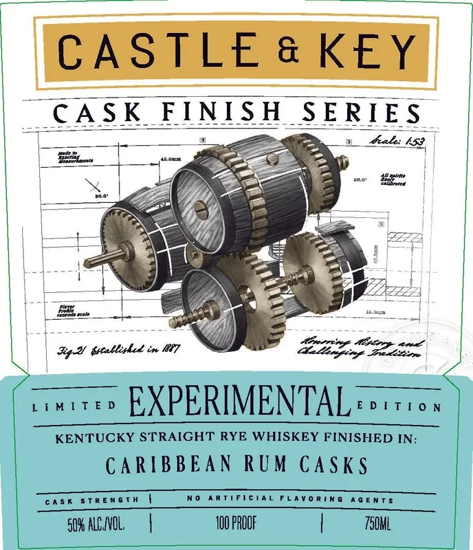 Castle & Key Experimental Rye Whiskey Caribbean Rum Cask Finish 750ml