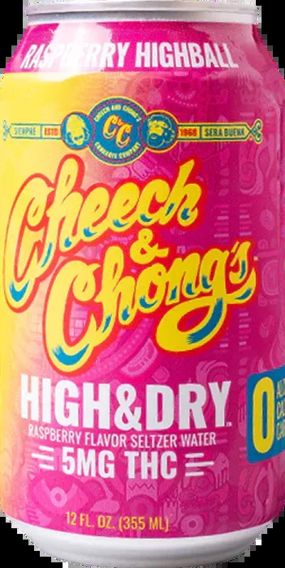 Cheech & Chong’s High & Dry ‘Raspberry Highball’ THC Infused Seltzer (2.13L)