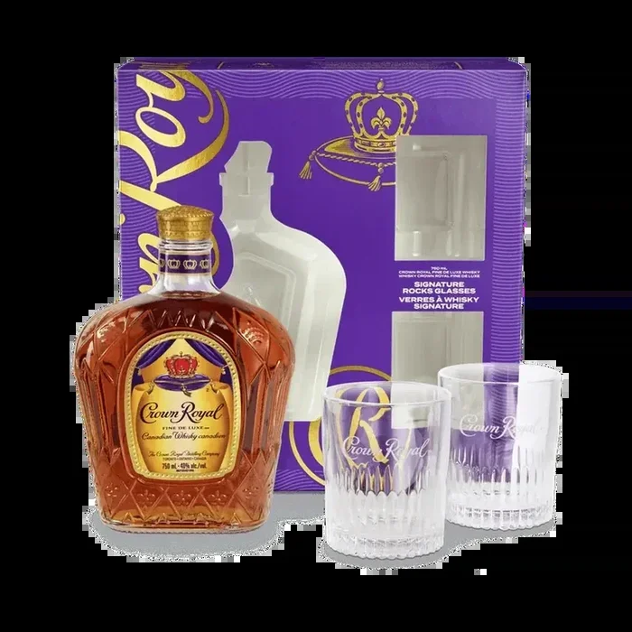 Crown Royal Canadian w/ Holiday Deluxe Rocks Glass Set