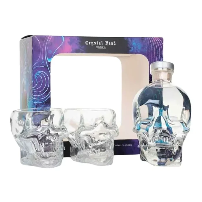Crystal Head Aurora Vodka Gift Set With 2 Skull Cocktail Glasses