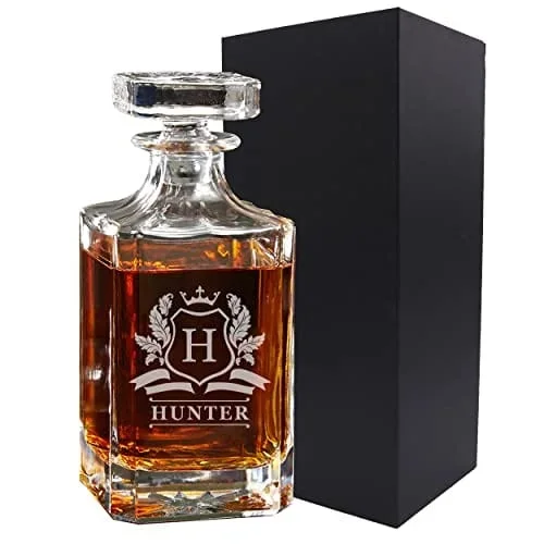 Custom Engraved Whiskey Decanter – Personalized with Cavalier Design