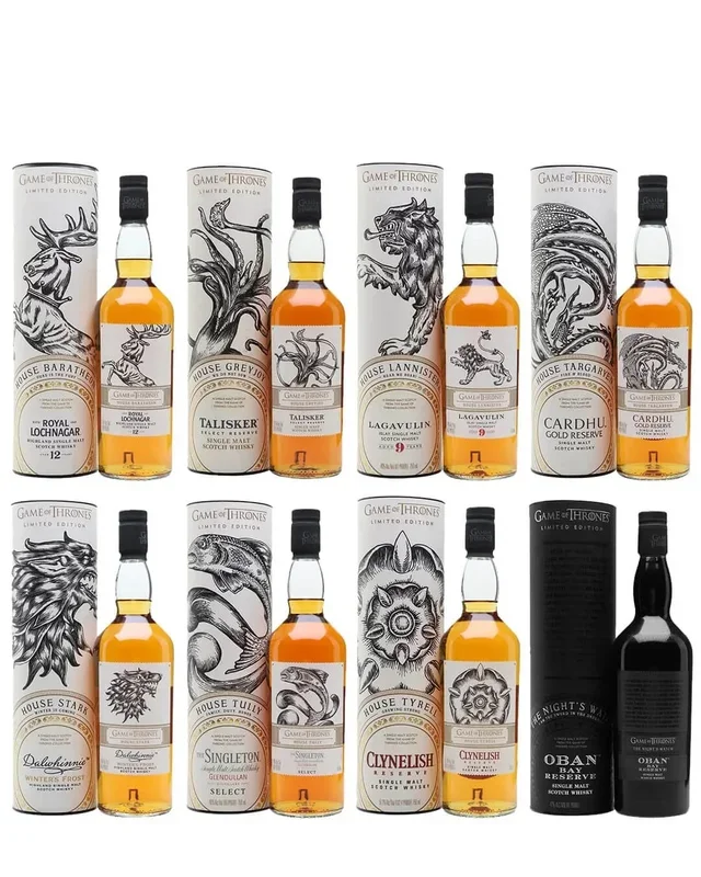 Game of Thrones Original Houses Set – Single Malt Whiskies, 8 x 70 cl