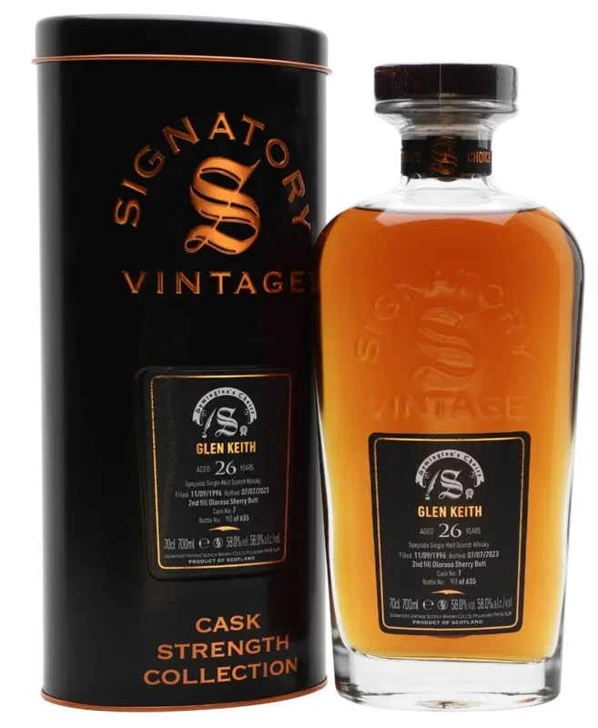 Glen Keith 26 Year Old 1996 – Cask Strength Collection Signatory Whisky 70cl 58%