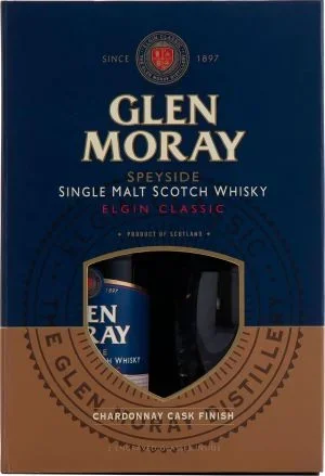 GLEN MORAY ELGIN SCOTCH SINGLE MALT CLASSIC CHARDONNAY CASK FINISH SPEYSIDE GFT PK 750ML