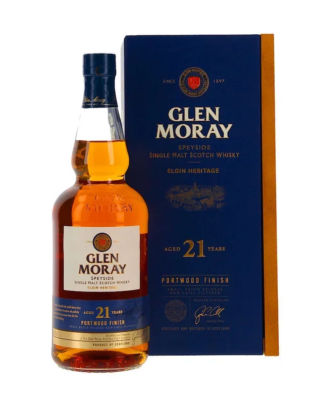 GLEN MORAY SCOTCH SINGLE MALT SPEYSIDE ELGIN HERITAGE PORTWOOD FINISH 21YR 750ML