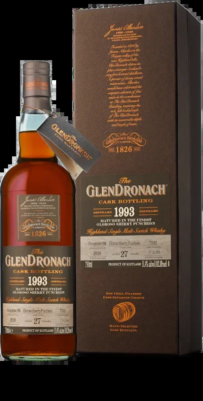 GLENDRONACH SCOTCH SINGLE MALT MATURED IN OLOROSO SHERRY PUNCHEON 1993 27YR 750ML