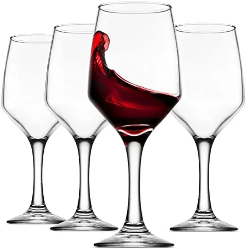 Godinger Wine Glasses, Italian Made Red Wine Glasses, Wine Glass, Stemmed Drinking Glasses, Glass Cups – Made in Italy, 15oz, Set of 4