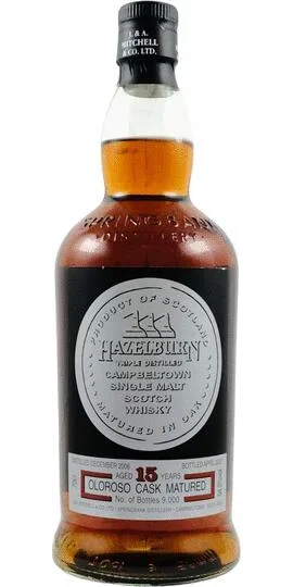 HAZELBURN SCOTCH SINGLE MALT OLOROSO CASK MATURED CAMPBELTOWN 15YR 700ML