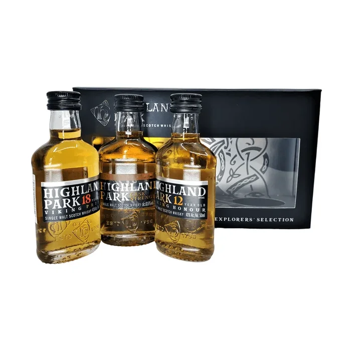 Highland Park ‘Explorers Selection’ 12 Year-Cask Strength-18 Year Single Malt Scotch Whisky 3-Pack (50ml) Gift Set