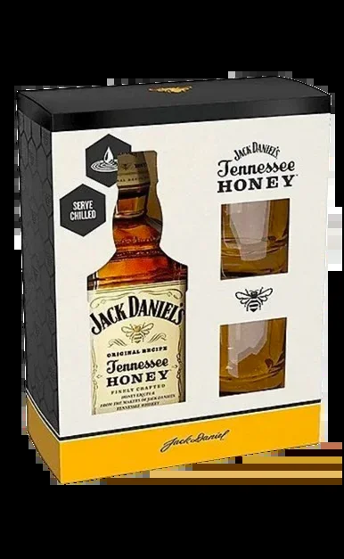 JACK DANIELS WHISKEY HONEY TENNESSEE GFT PK W/ 2 GLASSES 750ML