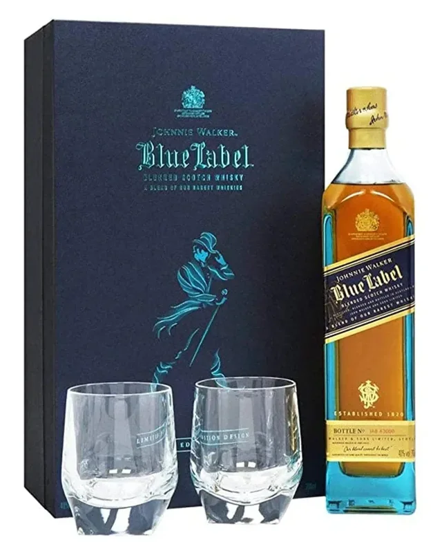 Johnnie Walker Blue Elite Gift Set with Two Glasses Whisky, 75 cl