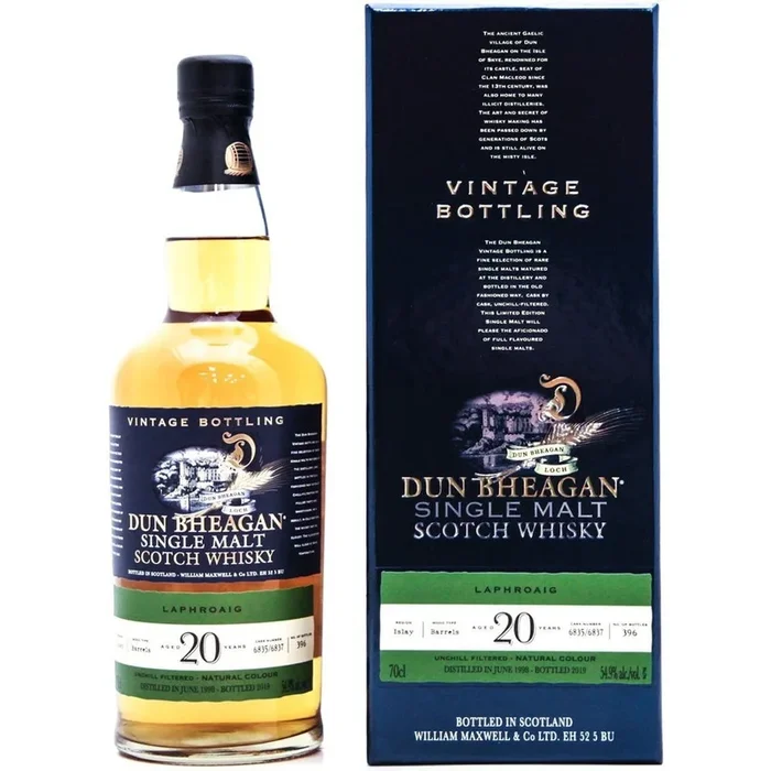 Laphroaig 20 Year Old 1998 (casks 6835 & 6837) Dun Bheagan (Ian Macleod) – 70cl 54.9%