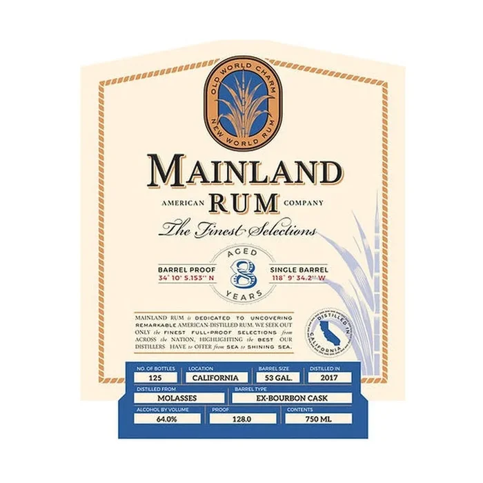 Mainland American Rum Co. California 8 Year Old Rum