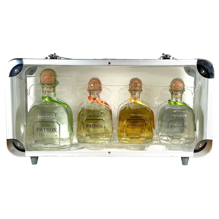 PATRON TEQUILA ASSORTED 4 BOTTLE GIFT PACK (SILVER 750, SILVER 375, REPOSADO 375, ANEJO 375)