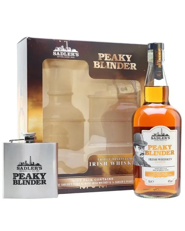 Peaky Blinder Irish Whiskey & Hip Flask Gift Set, 70 cl