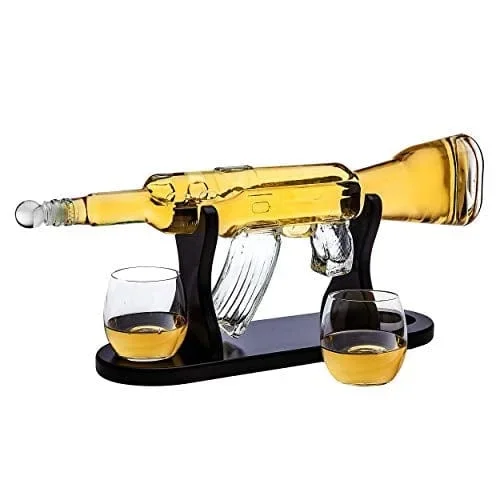 Rifle Gun Whiskey Decanter with 2 Whiskey Glasses Set – for Liquor, Scotch, Bourbon Vodka, Gifts for Men