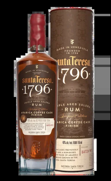 SANTA TERESA 1796 RUM TRIPLE AGED SOLERA ARABICA COFFEE CASK FINISH VENEZULA 750ML