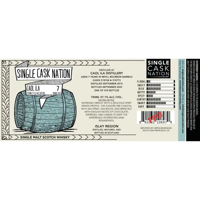 Single Cask Nation 7 Year Old Caol Ila 2015