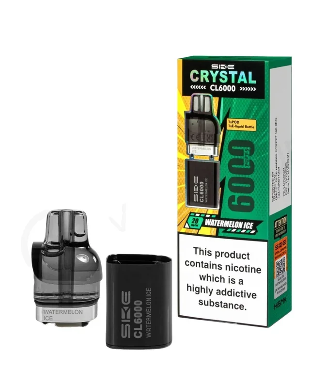 SKE Crystal CL6000 Watermelon Ice Prefilled Pod, 20 mg
