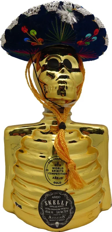 Skelly Anejo Gold Ceramic Tequila 750ml
