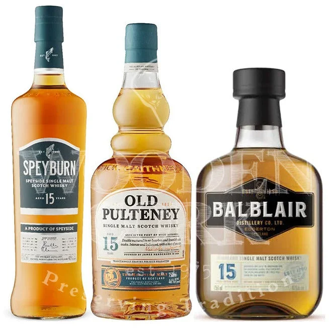 Speyburn 15, Old Pulteney 15 Year and Balblair 15 Year Bundle