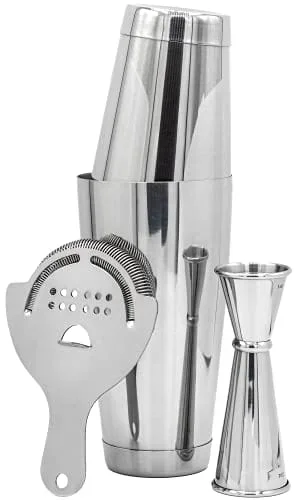 The Art of Craft Professional Bartender Kit: Stainless Steel Cocktail Shaker Set, Weighted Boston Shaker Tins, Hawthorne Strainer, Japanese Jigger, Home Bar Tool Set, Drink Mixing Set