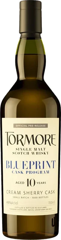 Tormore Blueprint Cask Program Cream Sherry Casks Single Malt Whiskey 10 Year Old 700ml