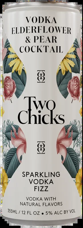 TWO CHICKS VODKA ELDERFLOWER & PEAR COCKTAIL SPARKLING VODKA FIZZ 4X12OZ CANS