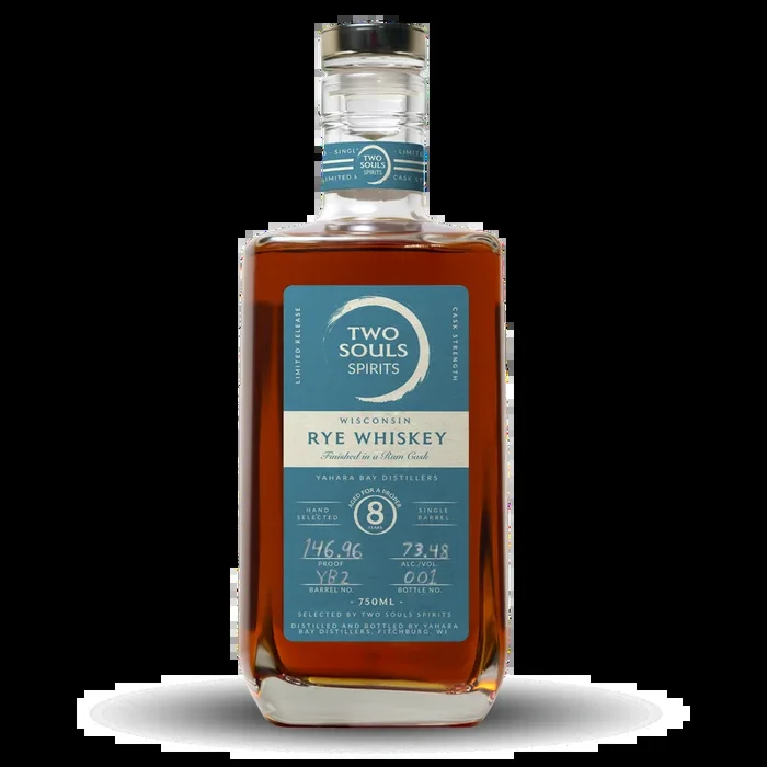 Two Souls Spirits 8-Year-Old Yahara Bay Distillers Wisconsin Rum Finished Rye Whiskey