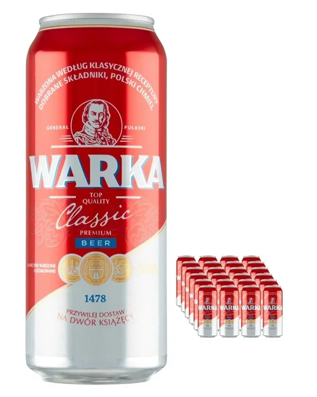 Warka Classic Polish Premium Lager Beer Multipack, 24 x 500 ml