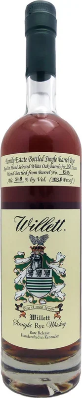 Willett Family Estate Rye Whiskey 10 Year Old #1515 103.6 Proof 750ml
