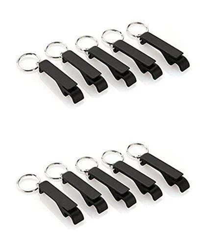 XICHEN Set of 10 – Mini Key Chain Opener Beer Bottle Drink bottle Opener (Black)